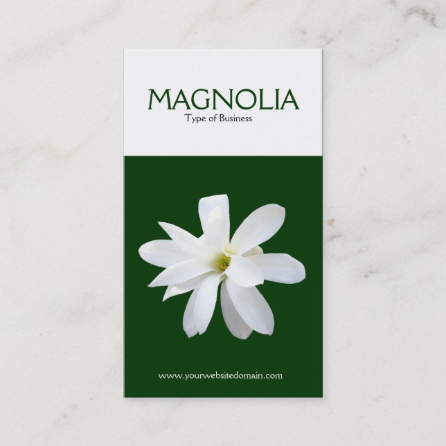 Two Tone Vertical Magnolia Business Card (Front)