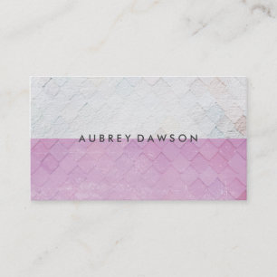 Two Tone White Pink Tile Grunge Pattern Business Card