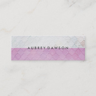 Two Tone White Pink Tile Grunge Pattern Mini Business Card