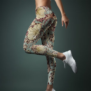 Two-Tone Yoga Vintage Cyan Magenta William Morris Leggings