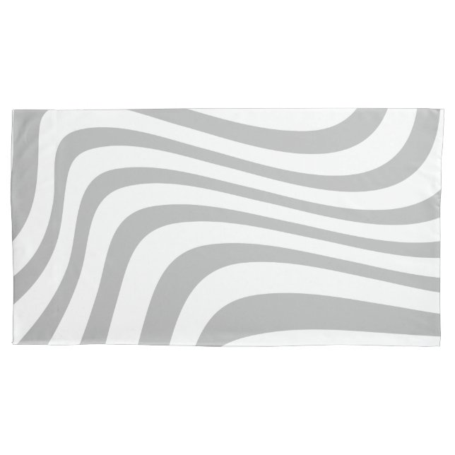 Two tone zebra pattern grey and beige modern chic pillowcase (Front)