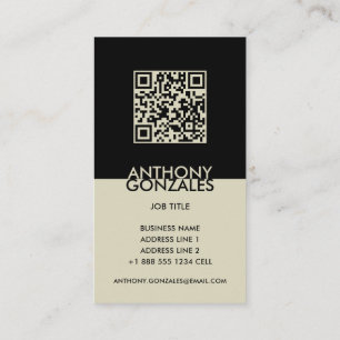 Two-Toned Black Minimal Elegant Logo QR Code Business Card