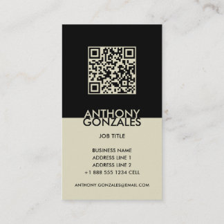 Two-Toned Black Minimal Elegant Logo QR Code Business Card