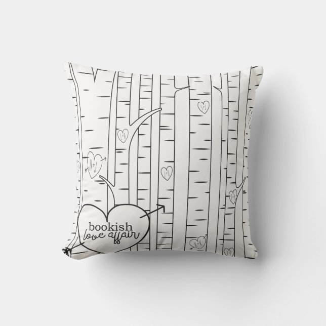 Two Toned Bookish Love Affair Throw Pillow (Front)