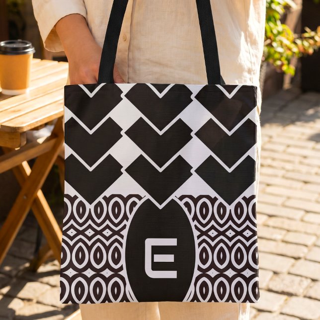 Two Toned Chevron And Teardrop Tote Bag (Chevron chic with your initial. Tote magic.)