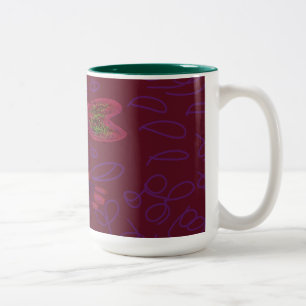 Two-toned Coffee Mug with Brightly Coloured Flower