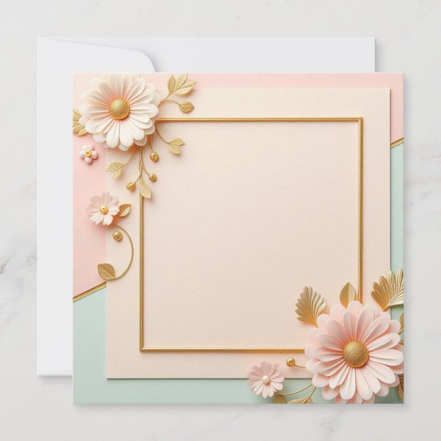 Two-Toned Floral  Invitation (Front)