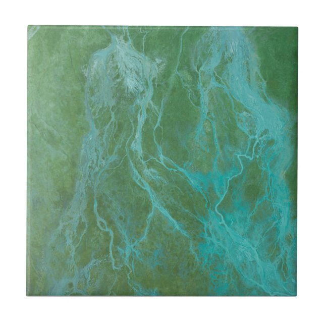 Two toned Green Marble design  Ceramic Tile (Front)