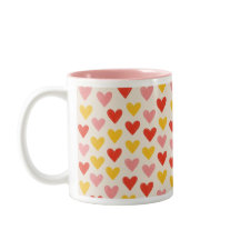 Two-Toned Hand-Drawn Pink Hearts Coffee Mug