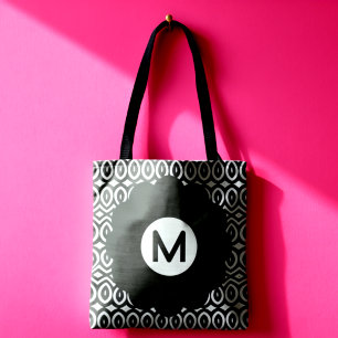 Two Toned Large Flower And Teardrops Tote Bag