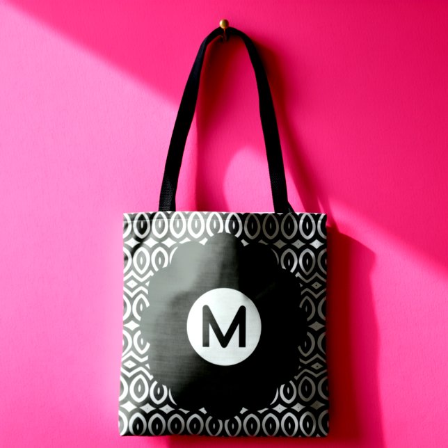 Two Toned Large Flower And Teardrops Tote Bag (Flower and your initial are romance in bloom.  )