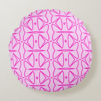 Two Toned Pink Pattern Round Pillow