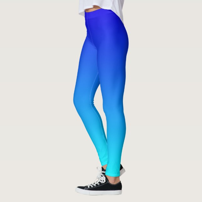 Two tones gradient blue, light blue pattern leggings (Left)