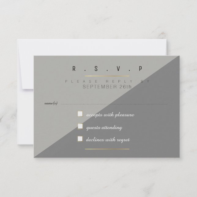 two tones of grey rsvp card (Front)