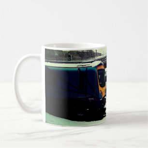Two trains, in the snow coffee mug