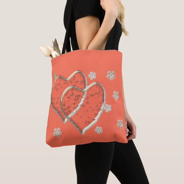 two transparent hearts,romantic wedding tote bag (Close Up)