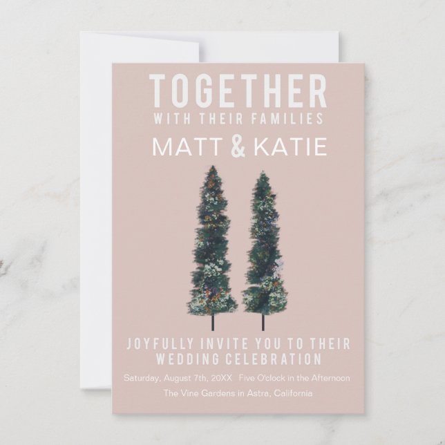 Two Trees Minimal Wedding Invitation (Front)