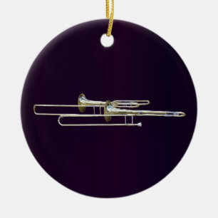 Two Trombones Ceramic Ornament
