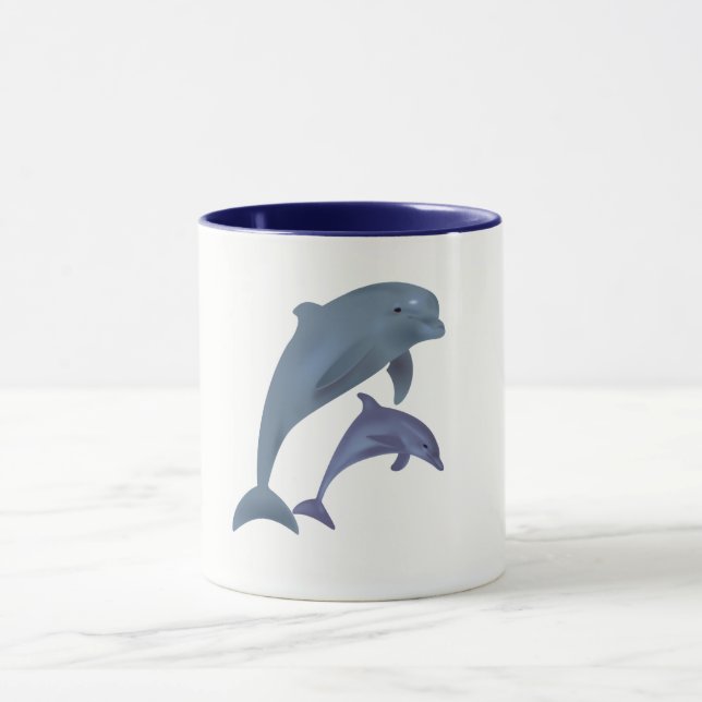 Two Tropical dolphins jumping beside each other Mug (Center)