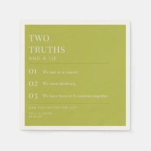 Two Truths and a Lie Fun Fact Wedding Chartreuse Napkin