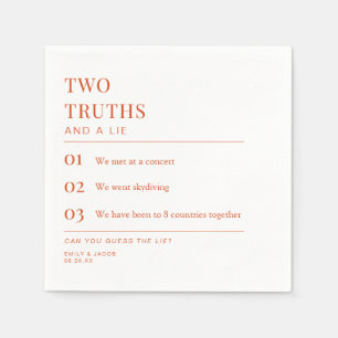 Two Truths and a Lie Fun Fact Wedding Cocktail Napkin