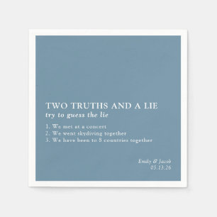 Two Truths and a Lie Minimalist Fun Fact Wedding Napkin