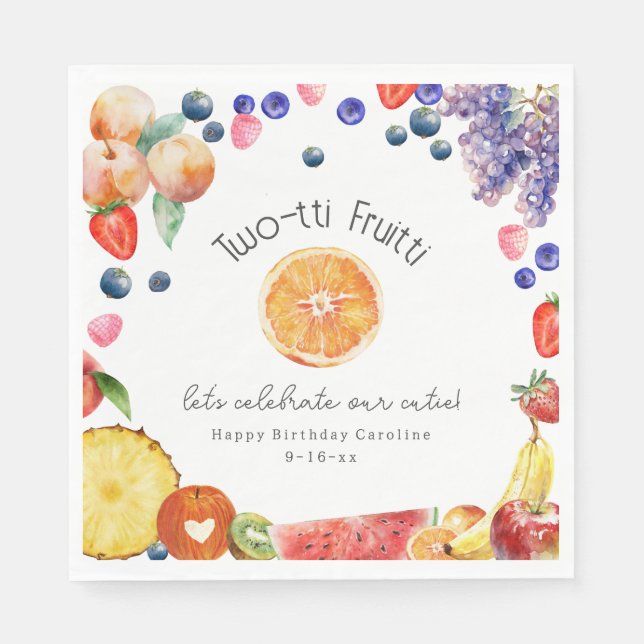 Two-tti Fruitti Cutie Fruit Birthday Napkin (Front)
