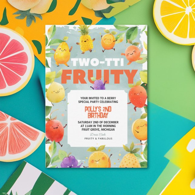 Two-tti Fruity 2nd Birthday Party  Invitation (Creator Uploaded)