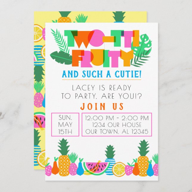 TWO-TTI Fruity & Such A Cutie! Invitation (Front/Back)