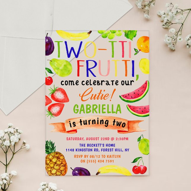 Two-tti Frutti 2nd Birthday Acrylic Invitations (Creator Uploaded)
