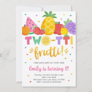 Two-tti Frutti 2nd Birthday Invitation Tutti Party