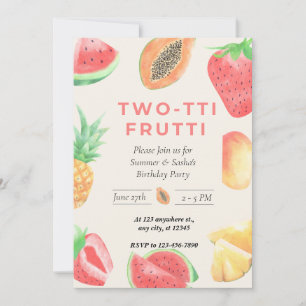 Two-TTI Frutti” 2nd Birthday Twin Invitation 