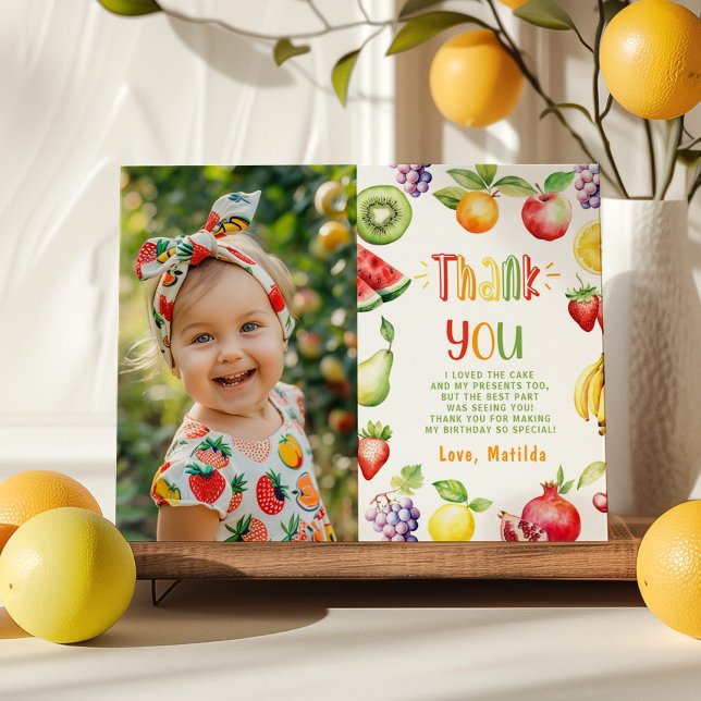 Two-tti frutti birthday photo thank you card (Creator Uploaded)