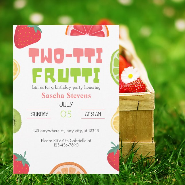 Two-tti Frutti Birthday Postcard Invitation (Creator Uploaded)