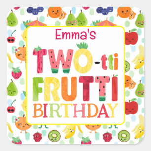 Two-tti Frutti Cutie Fruit 2nd Birthday Party Square Sticker