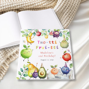 Two-tti Frutti Dancing Fruits 2nd Birthday Party Guest Book