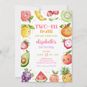Two-tti Frutti Fruit Kids 2nd Birthday Invitation