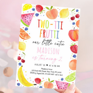 Two-tti Frutti Fruit Second Birthday Invitation
