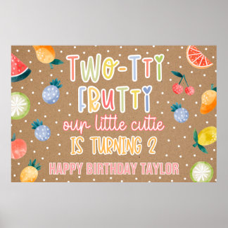 Two-tti Frutti Fruit Second Birthday Kraft Paper Poster