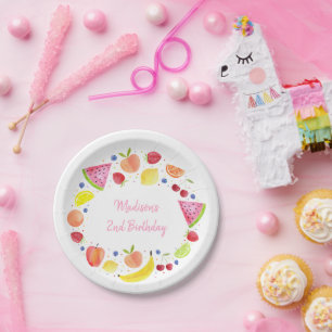 Two-tti Frutti Fruit Second Birthday  Paper Plate