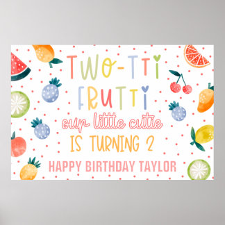 Two-tti Frutti Fruit Second Birthday Paper Poster