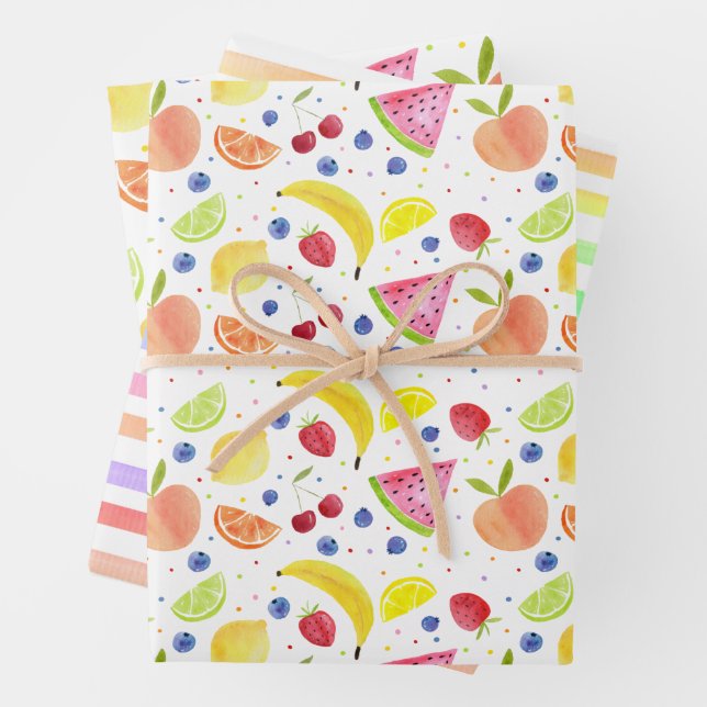 Two-tti Frutti Fruit Second Birthday Wrapping Paper Sheet (In situ)