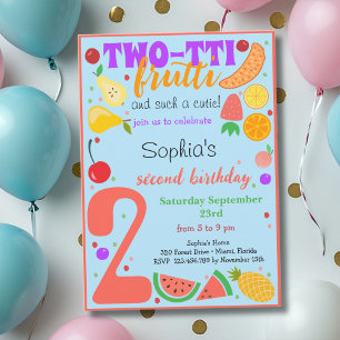 Two-tti frutti fruits second kids birthday invitation