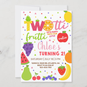 Two-tti frutti girl 2nd birthday invitation. invitation
