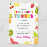 two-tti Frutti Party Fruit birthday Thank You Card