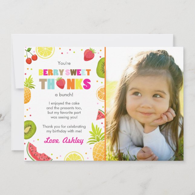 two-tti Frutti Party Fruit birthday Thank You Card (Front)