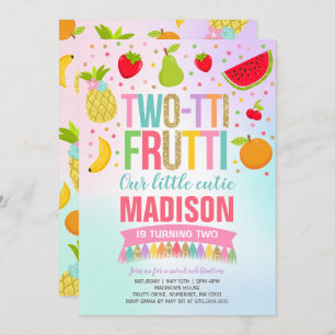 Two-tti Frutti Party Invitation 2nd Birthday Party