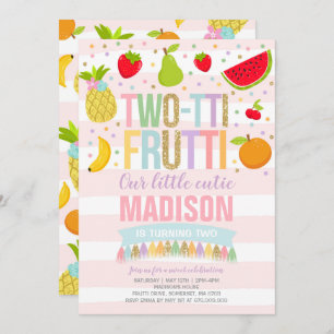 Two-tti Frutti Party Invitation 2nd Birthday Party