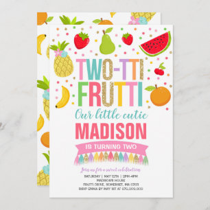 Two-tti Frutti Party Invitation 2nd Birthday Party