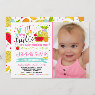 Two-tti Frutti Party Invitation 2nd Birthday Party